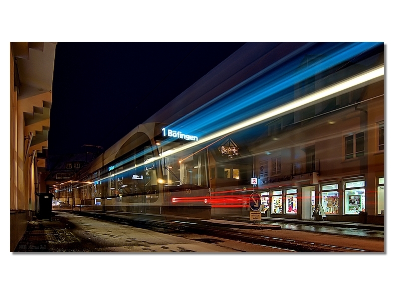 Langzeitbelichtung mit Straßenbahn, long exposure with tram